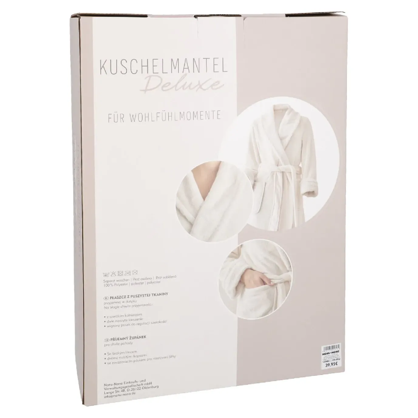 Bademantel Flausch, Creme, L/XL