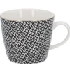 Becher China, Perlen, Schwarz/weiß, 300 Ml, Goldrand