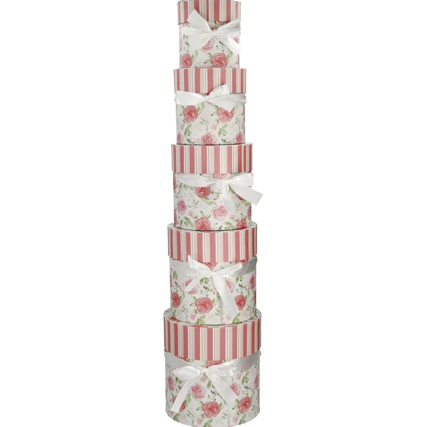 5er Set Geschenkkarton Floral/rund, Rosa