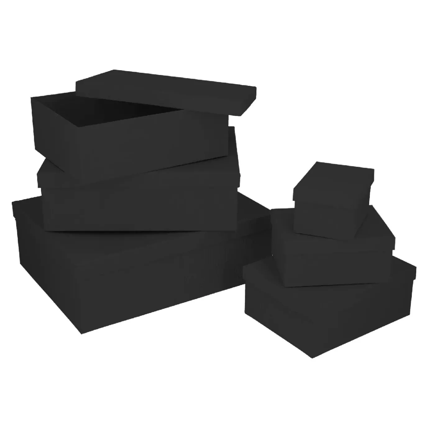 6er Set Geschenkkarton Uni, Schwarz