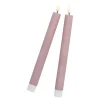 2er Set LED-Stabkerze Rustik, Altrosa, 24.5 Cm