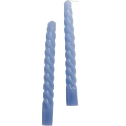 2er Set Stabkerze, Gedreht, Grau/blau, 18 Cm