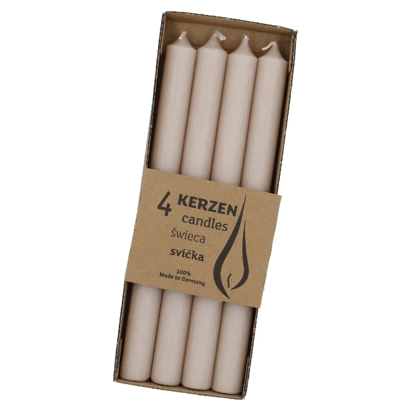 4er Set Stabkerze Rustik, Sand, 25 Cm