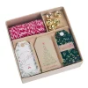 Geschenke-Set, Rot-weiß-creme, Kordel/Anhänger/Glocke