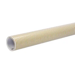 Geschenkpapier Streifen, Gold/weiß, 10 M