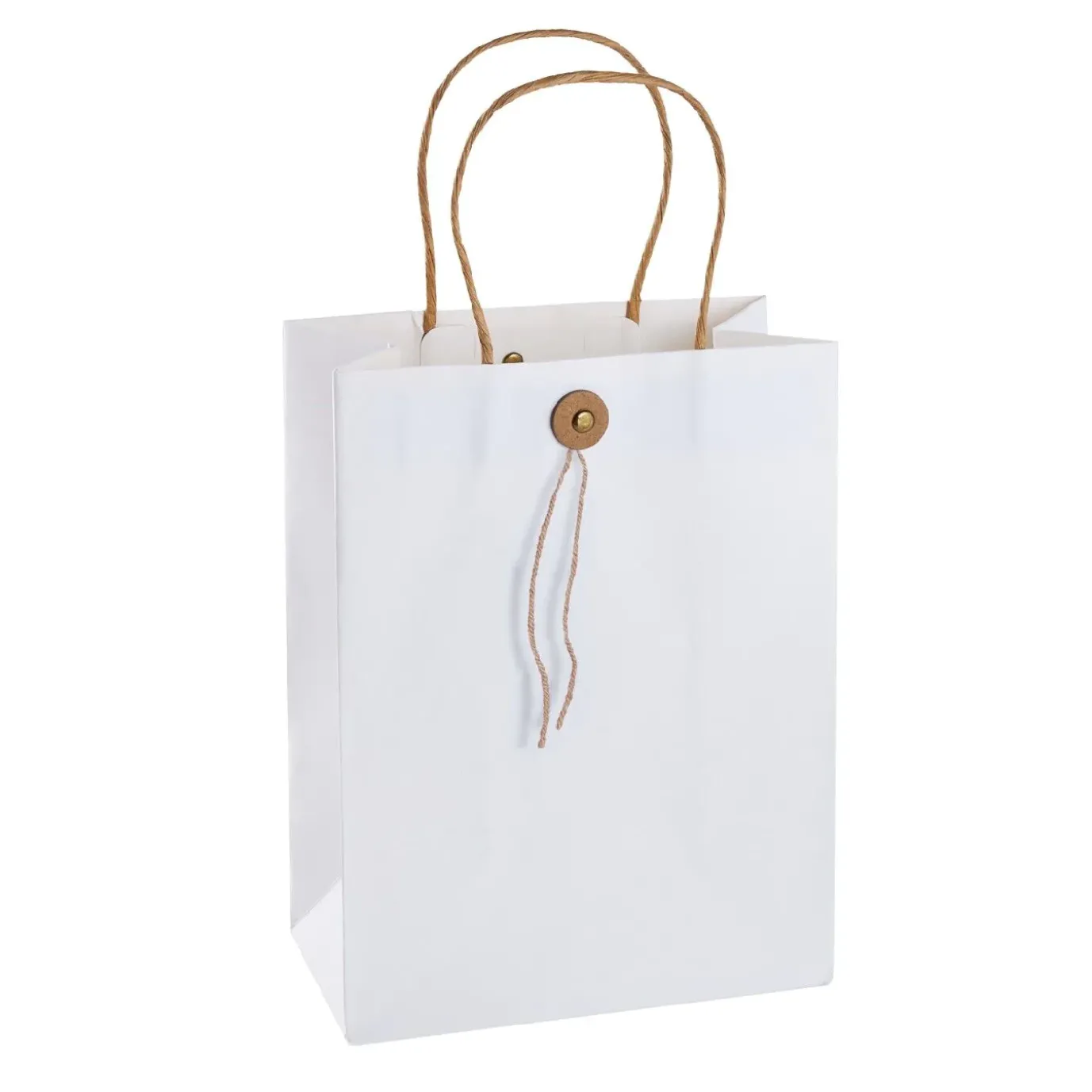 Geschenktüte Mit Knopf, Weiß, 17.5 X 23 Cm