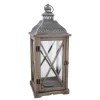 Holz-Laterne Medan, Braun-gewischt, 57.5 Cm