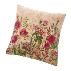 Kissen Blumen, Beige/rot, 45 Cm