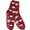 Kuschelsocken Anti-Rutsch, Herzen/bordeaux