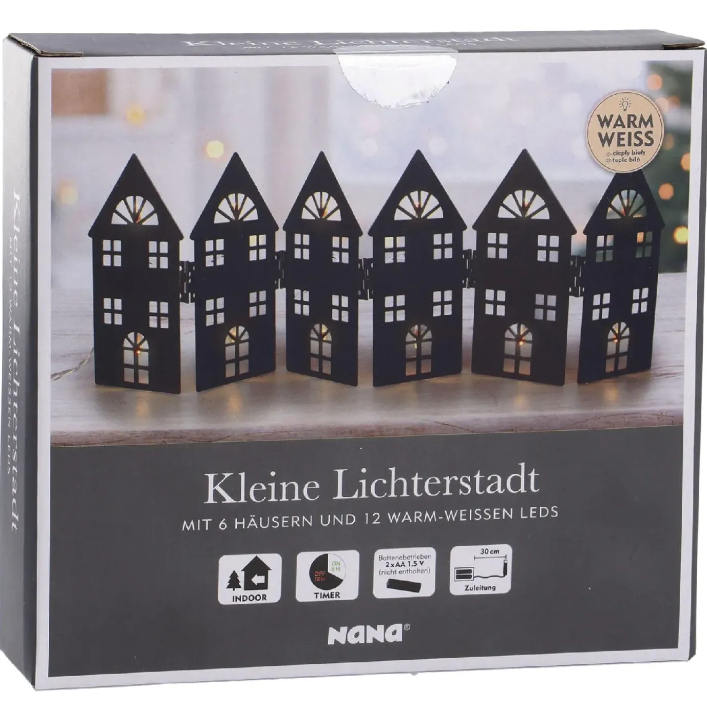LED-Häuser, Klappbar, Schwarz
