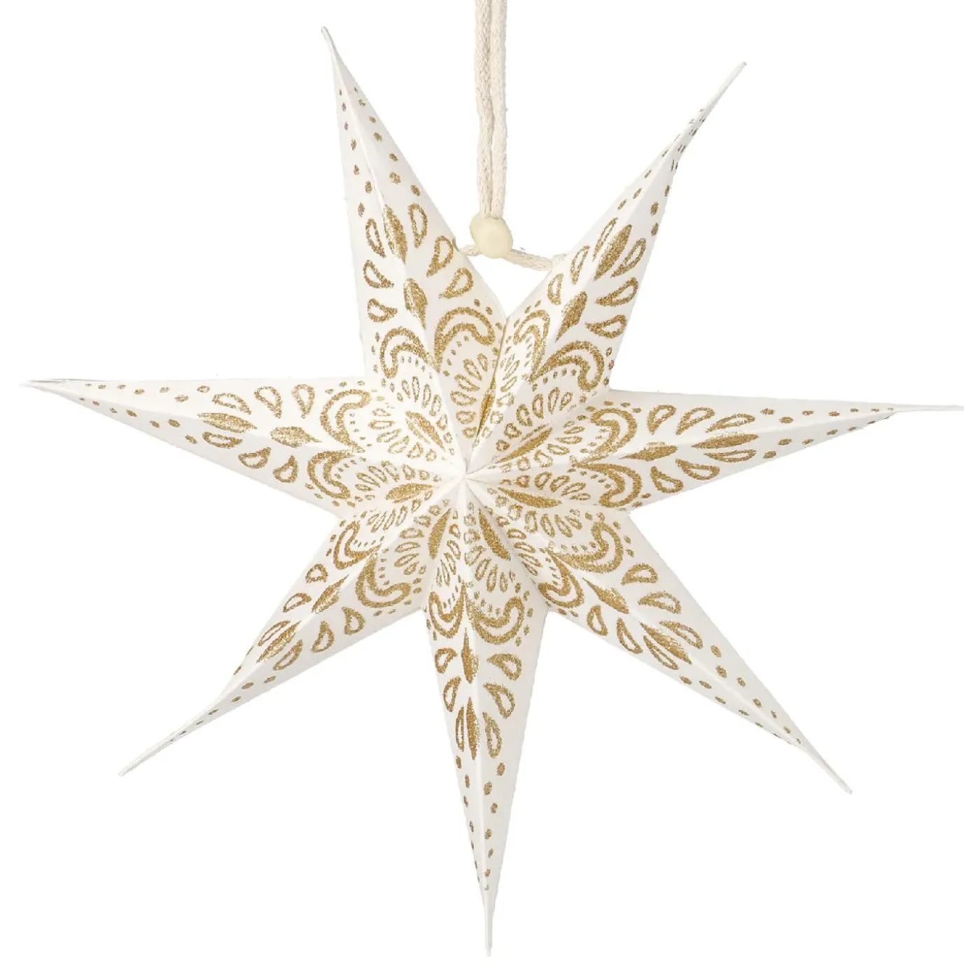 Papierstern, Weiß/gold, Ornament, 18 Cm