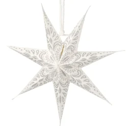 Papierstern, Weiß/silber, Ornament, 18 Cm
