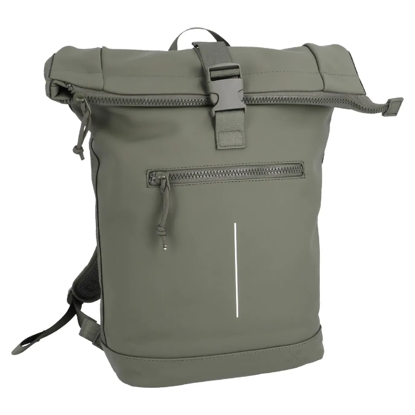 Rucksack Rolltop Mit Reflektor, Oliv, 16 Liter