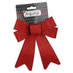 Schleife Glitter/Streifen, Rot, 20 Cm