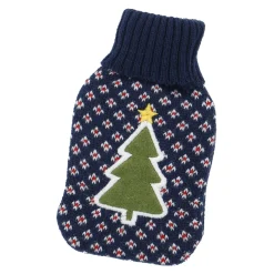 Strick-Taschenwärmer Weihnachtsbaum, Blau, 13 Cm