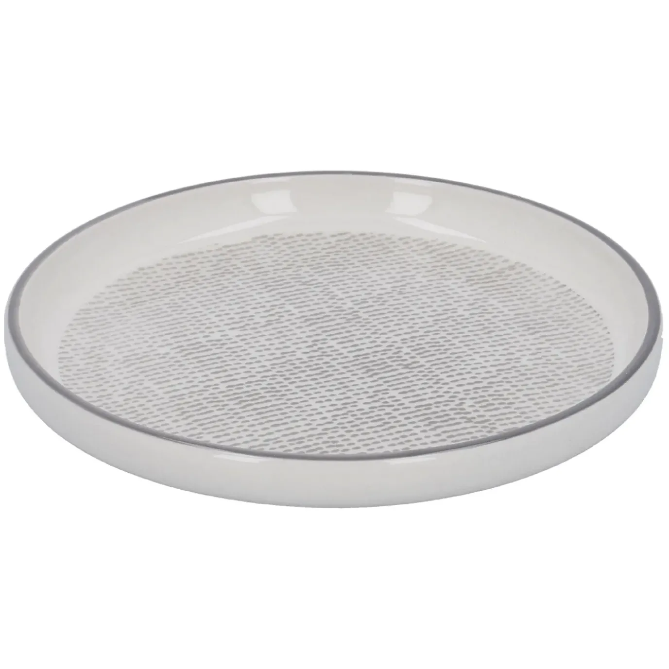Teller China, Striche, Dunkelgrau/wss, 16.5 Cm
