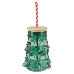 Trinkglas Mit Strohhalm, Tanne/grün, 500 Ml