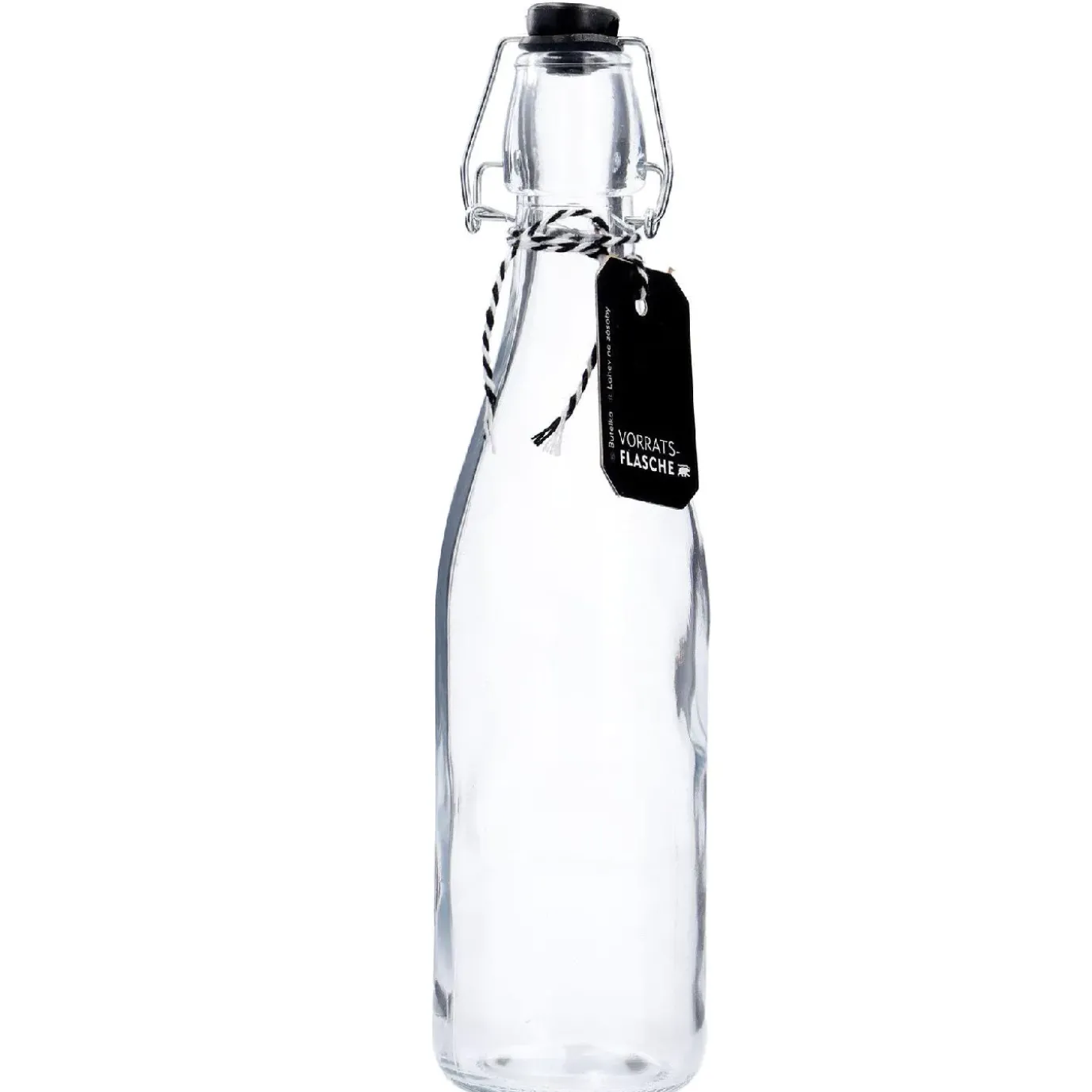 Vorratsflasche Mit Schwarzem Label, Rund, 500 Ml